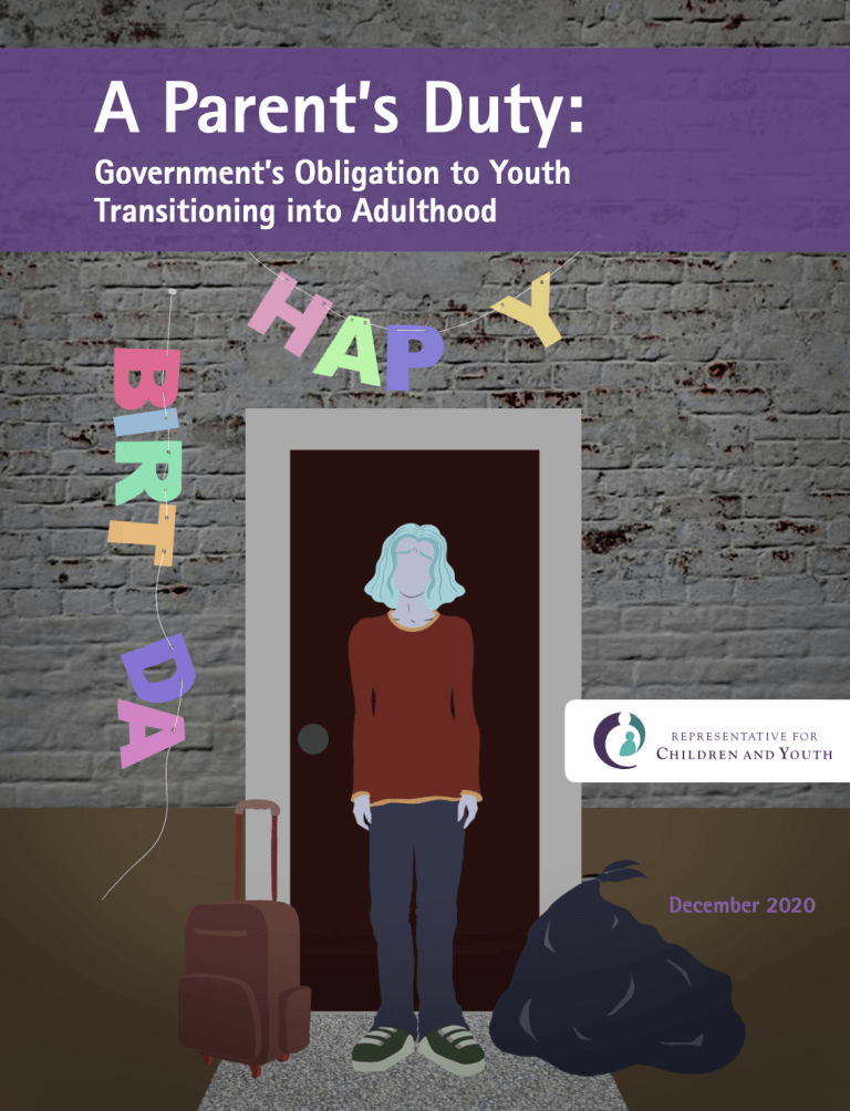 Report cover: A Parent's Duty: Government's Obligation to Youth Transitioning into Adulthood