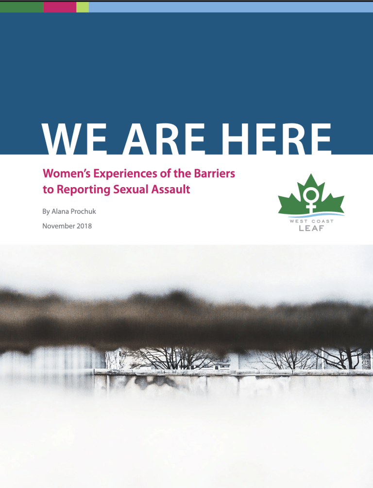 Report cover: We are here: Women’s Experiences of the Barriers to Reporting Sexual Assault