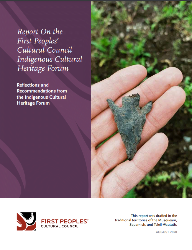 Report cover: Report on the First Peoples' Cultural Council Indigenous Cultural Heritage Forum